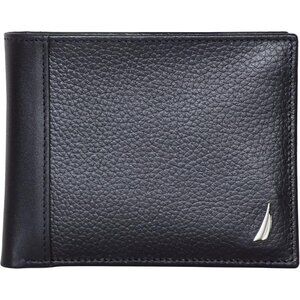 Nautica Men's Bifold Leather Wallet Black RFID Blocking ID Window Card Slots